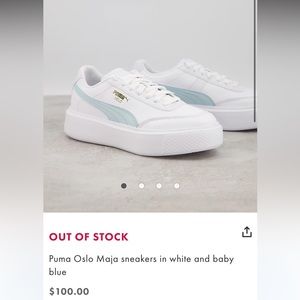Puma Osla Maia platform sneakers in white and blue SIZE 10.5
